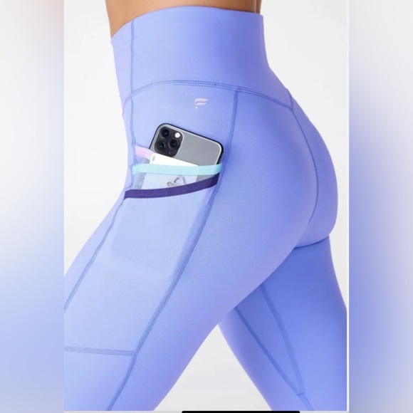Fabletics Pants - FABLETICS MOTION 365 Baby Blue Work Out Leggings Side Pockets Size XS